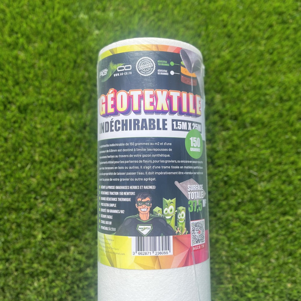 150grs 1.5Mx25M soit 37.50m2 Rouleau de Géotextile BLANC MGS