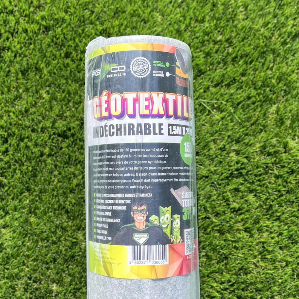 150grs 1.5Mx25M soit 37.50m2 Rouleau de Géotextile GRIS MGS