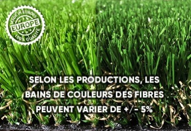 Gazon synthétique et différences de bain de couleur : ATTENTION !